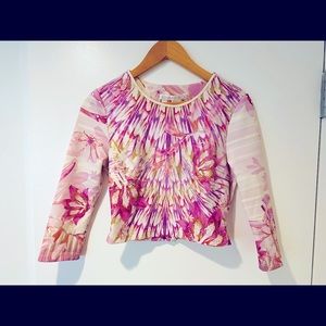 Johanne Beck Floral Long Sleeve Crop Top